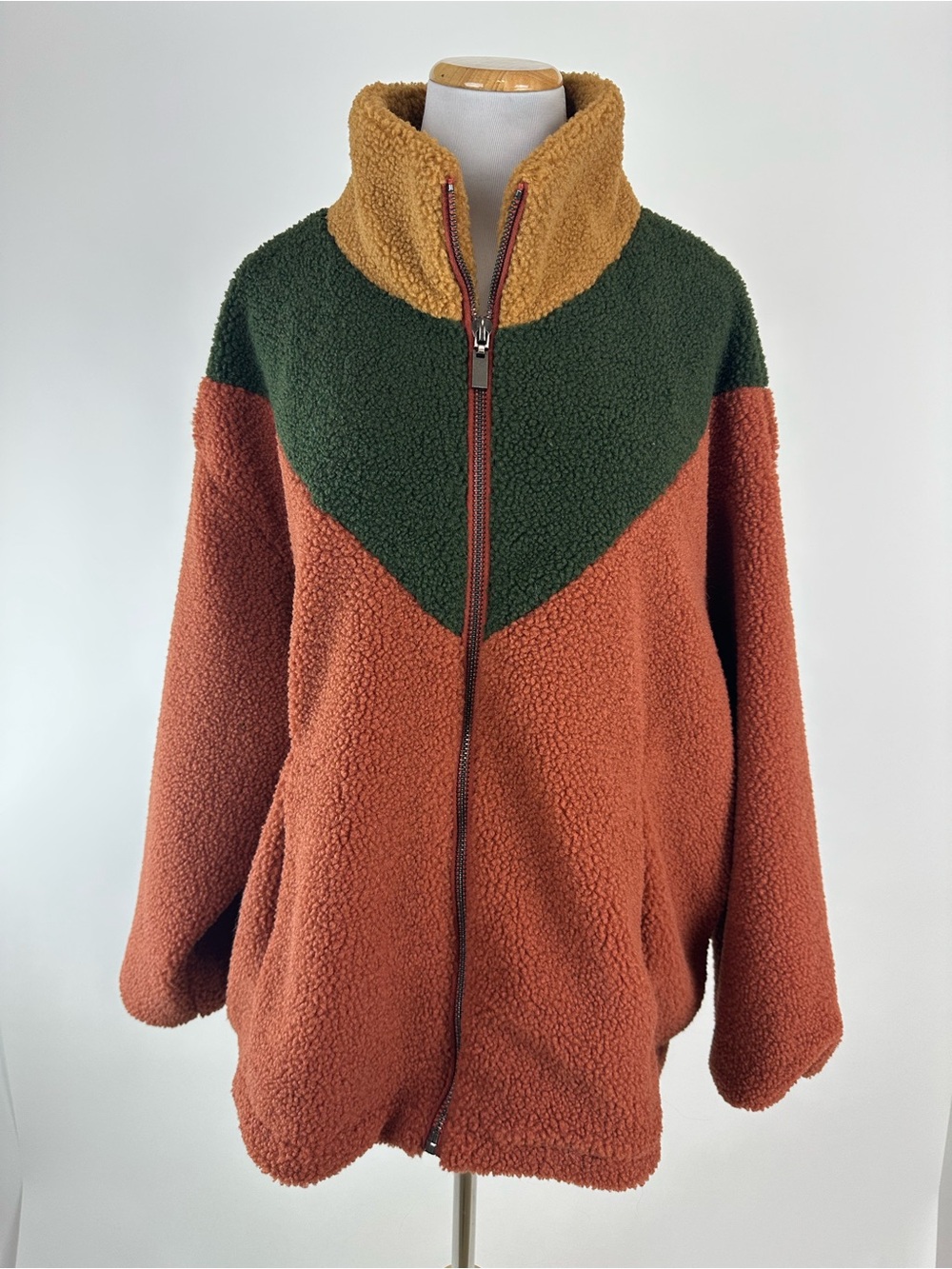 Mango Sherpa Colorblock Zip Front Jacket Size 3XL - 4XL